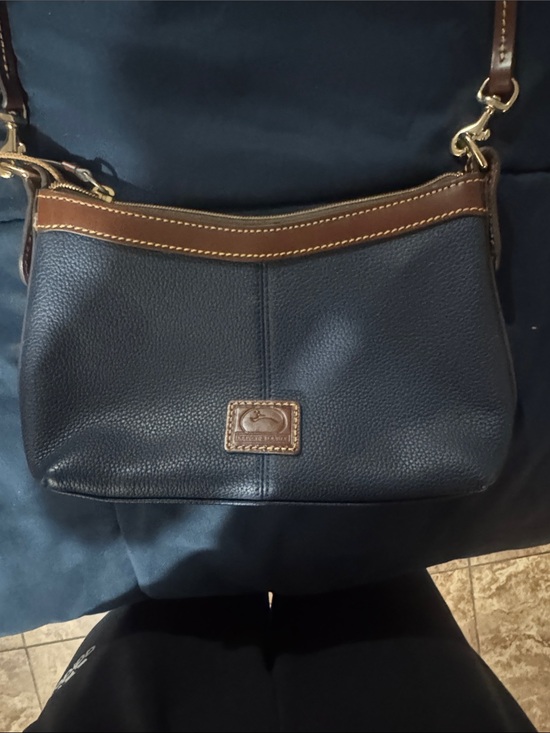 Dooney & Bourke Handbags - Dooney & Bourke Black Pebble Leather Crossbody with Brown Trim